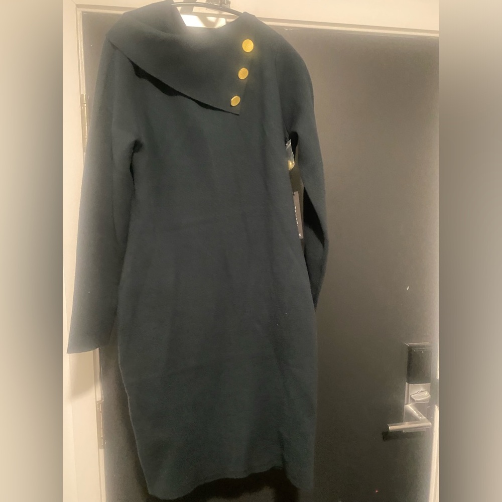 Stylish green sweater dress. Comfortable and stylish